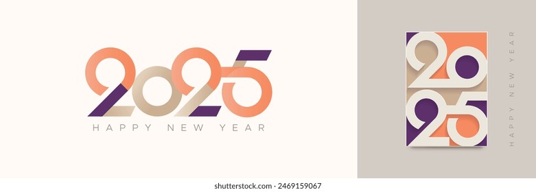 Minimalist design of 2025 new year with modern and luxury style. 2025 new year for card, calendar, cover and banner template