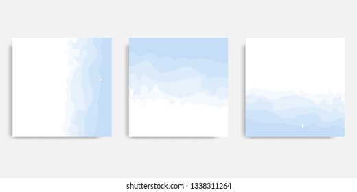 Minimalist design background in soft blue pastel color. Vector illustration, square abstract brush water color banner template for social media post and cover. 