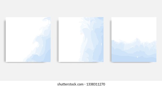 Minimalist design background in soft blue pastel color. Vector illustration, square abstract brush water color banner template for social media post and cover. 