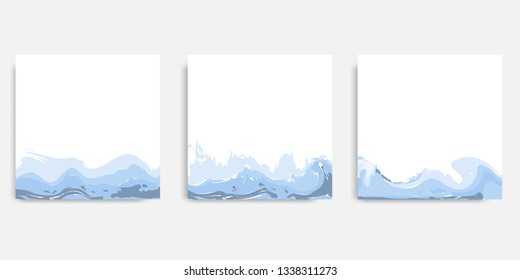 Minimalist design background in soft blue pastel color. Vector illustration, square abstract brush water color banner template for social media post and cover. 