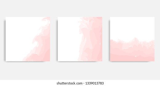 Minimalist design background in soft pink pastel peach color. Vector illustration, square abstract brush water color banner template for social media post and cover. v
