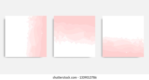 Minimalist design background in soft pink pastel peach color. Vector illustration, square abstract brush water color banner template for social media post and cover. 