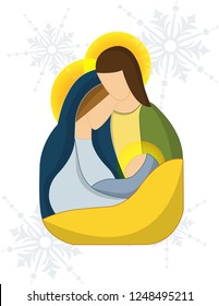 Minimalist design of the birth of jesus, with theme of the holidays, decoration, card. etc.