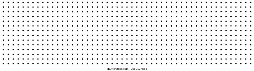 Minimalist Design with Black Dots Pattern on White Background. Banner. Concept of Geometric Art, Monochrome Style, Graphic Design, Abstract Texture, Modern Print, Simple Dot Motif for Graphic Design.
