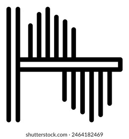 Minimalist design of black vertical and horizontal lines forming a pattern