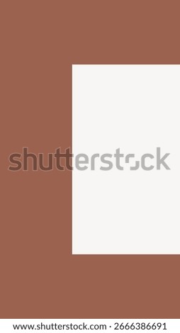 Minimalist design with a brown background and white rectangle. Simple layout with a brown and white color scheme. Ideal for modern, clean designs. Frame vector with copy space.