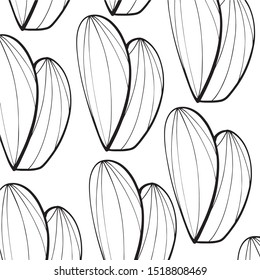 Minimalist design of cactus. Black and white illustration. Monochrome background art of plants.