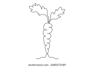 Minimalist design carrot continuous one line drawing isolated abstract sketch