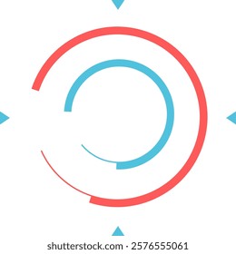 Minimalist design of a circular loading bar with arrows, symbolizing processing, analysis, progress, and data management in a visually appealing and modern way