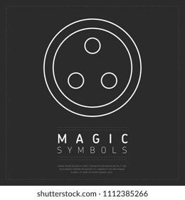 Minimalist design of circular symbol for magical sorcery on dark gray backdrop