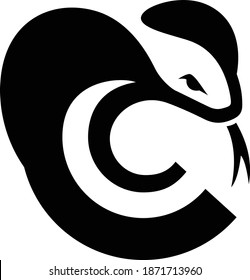 Minimalist Design of Cobra Shaped As Letter C