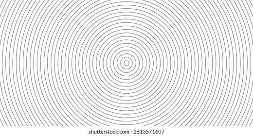 A minimalist design of concentric circles in black and white, creating a visually striking geometric pattern with a radial effect. Abstract background. Vector illustration