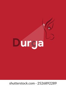 Minimalist design concept for Durga Puja featuring a clean and modern typography where the word ‘Durga’ is incorporated with an artistic line drawing of Goddess Durga’s face.