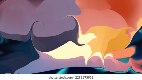 Minimalist design consisting of a fluid-like pattern with a holographic effect in various colors.Vector blue neon  hologram dreamy background.Versatile option for a variety of uses.

