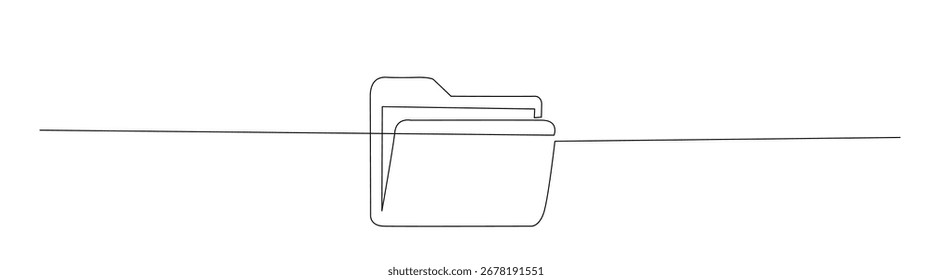 Minimalist design with a continuous line drawing of a folder. Great for business, digital design, and creative projects.