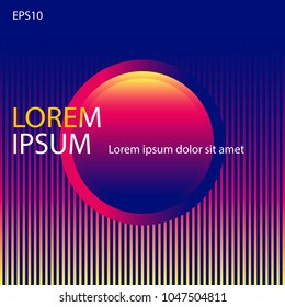 Minimalist design, creative concept, modern abstract gradient background geometric element. Blue,yellow and red gradient lines circles. Vector-stock illustration