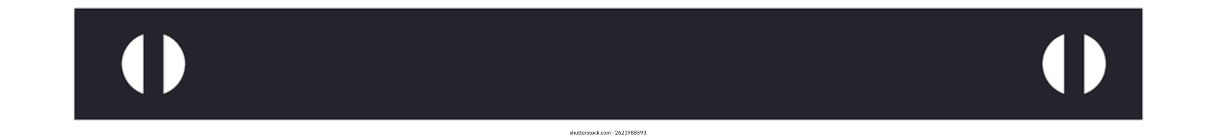 Diseño minimalista de una barra Horizontal gris oscuro con dos cortes de Vertical que crean agujeros circulares, añadiendo un toque de estética moderna a la composición
