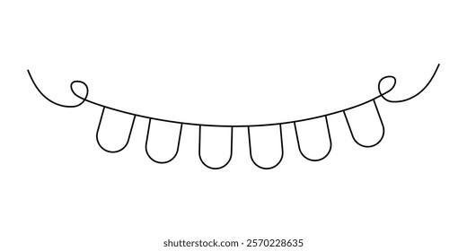 Minimalist design of a decorative garland with simple line art elements