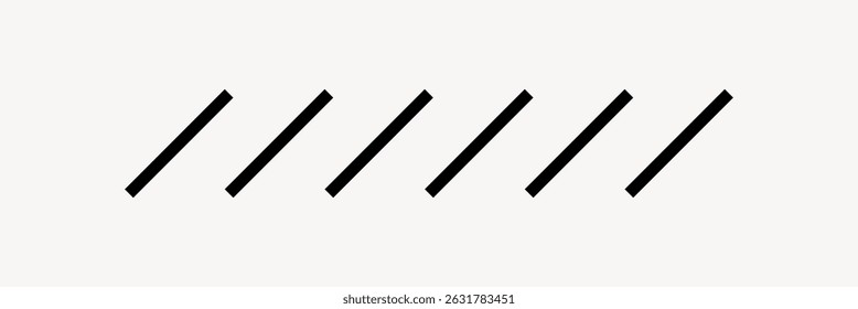 Minimalist design with diagonal black lines on a white background. The black lines create a simple, clean, and modern look. Ideal for contemporary design projects. Graphic element vector.