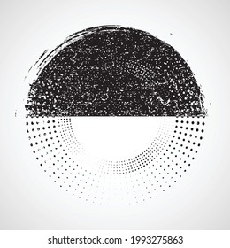 Minimalist design element . Grunge textured circle . Vector abstract shape.