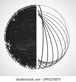 Minimalist design element . Grunge textured circle . Vector abstract shape.