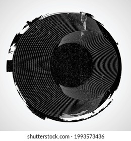 Minimalist design element . Grunge textured circle . Vector abstract shape.
