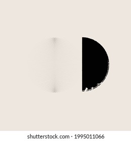 Minimalist design element . Grunge textured circle . Vector abstract shape.