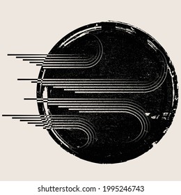 Minimalist design element . Grunge textured circle . Vector abstract shape.