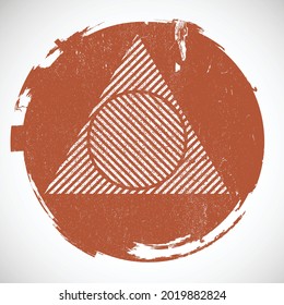 Minimalist design element . Grunge textured circle . Vector abstract shape.