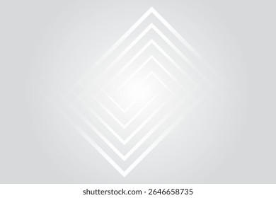 Um design minimalista apresenta uma série de contornos de diamante aninhados que irradiam de um ponto central brilhante. As linhas limpas e o gradiente suave criam uma sensação de profundidade e elegância moderna.
