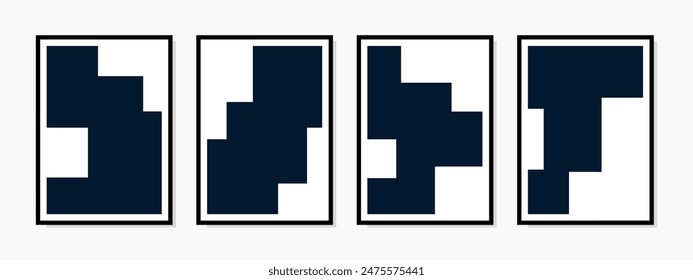 Minimalist design featuring abstract square-shaped dark blue wall art. Ideal for contemporary home decor, prints, posters, and digital artwork.