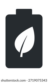 A minimalist design featuring a battery icon with a leaf, symbolizing eco-friendly energy solutions.