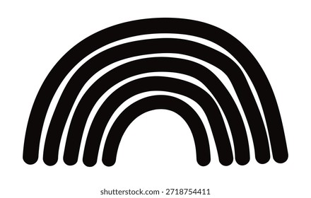 Un diseño minimalista con un arco iris negro con cinco arcos de tamaño decreciente