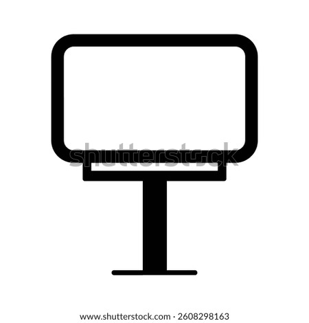 Minimalist design featuring a black TV display icon. Clean lines transparent background.
