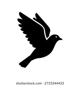 Un diseño minimalista con una silueta negra y audaz de un pájaro, mostrando un estilo de silueta dramática.