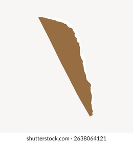 Minimalist design featuring a brown abstract shape on a white background. The abstract shape is irregular, creating a striking minimalist aesthetic. Ideal for modern decor. Ripped paper vector.