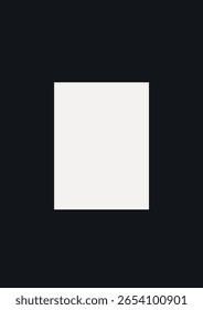 Minimalist design featuring a central white square on a dark background. Simple and modern, this abstract composition emphasizes clean lines and geometric shapes. Frame vector with copy space.