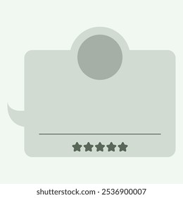 A minimalist design featuring a circular element and five stars, likely for ratings or feedback.