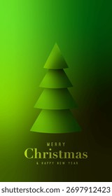 Minimalist design featuring layered green trees against gradient background, festive. Design template for website, social media, flyer, banner etc.