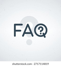Um design minimalista com as letras 'FAQ' com um ponto de interrogação, colocado contra um fundo texturizado leve.