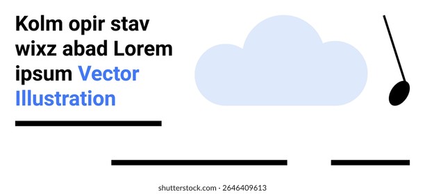 Design minimalista com uma nuvem azul clara, texto preto e linhas pretas organizadas criativamente. Ideal para cabeçalhos da web, apresentações, posts de mídias sociais, gráficos de blog, materiais de marketing