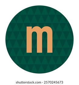 A minimalist design featuring the lowercase letter m within a green circle, highlighted by a clean triangular geometric pattern. Perfect for modern logos and branding.