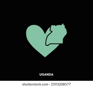 A minimalist design featuring Uganda’s map inside a heart. Perfect for travel, culture, or national pride projects.