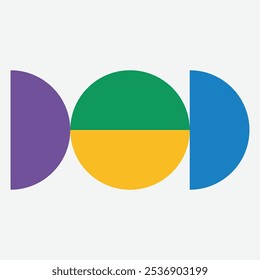 A minimalist design featuring overlapping circles in various colors.