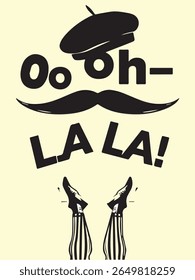 Minimalist Design Featuring Playful Beret Text And Mustache