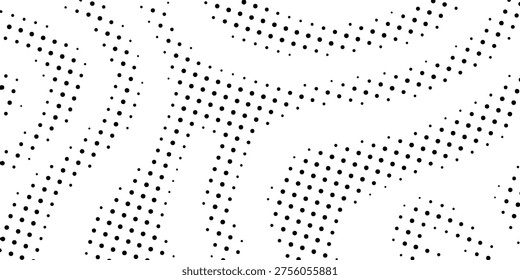 Minimalist design featuring scattered black dots arranged in angular lines over a clean white backdrop.