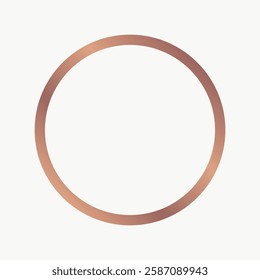Minimalist design featuring a simple, elegant circle. The circle is thin and brown, set against a plain white background. Modern and clean circle art. Vector isolated on white.