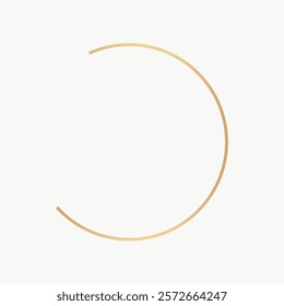 Minimalist design featuring a thin, gold, semi-circular line on a white background. The gold line forms a half-circle, creating a simple, elegant aesthetic. Vector illustration isolated on white.