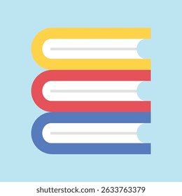 Minimalist design featuring three colorful books. Ideal for academic and reading projects.