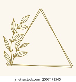 A minimalist design featuring a triangular frame and botanical elements.